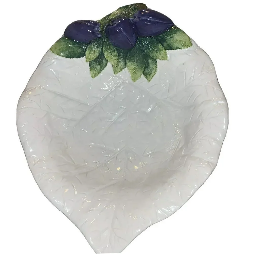 Bassano Decorato Armano Made in Italy Ceramic Fig Leaf Serving Bowl 1280/32x25